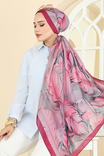 moda selvim Scarf 149IPK758 Cherry - Thumbnail