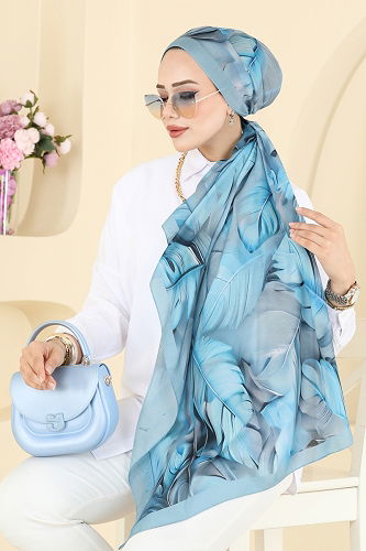 moda selvim Scarf 149IPK758 Light Blue - Thumbnail