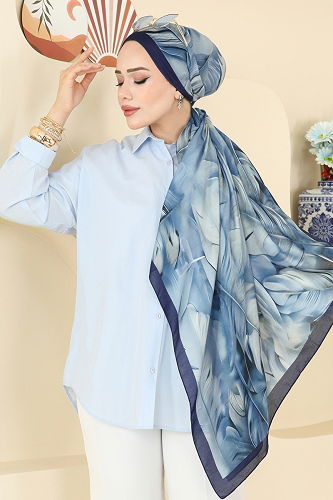 moda selvim Scarf 149IPK758 Navy Blue - Thumbnail