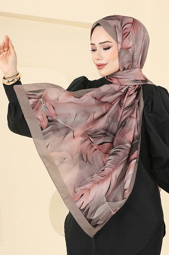 moda selvim شال بيج وردي 149IPK758 - Thumbnail