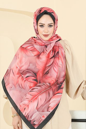 moda selvim شال أحمر و أسود 149IPK758 - Thumbnail