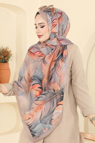 moda selvim Scarf 149IPK758 Salmon - Thumbnail