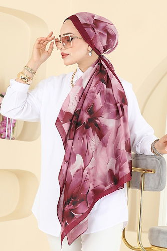 moda selvim Scarf 150IPK758 Cherry - Thumbnail