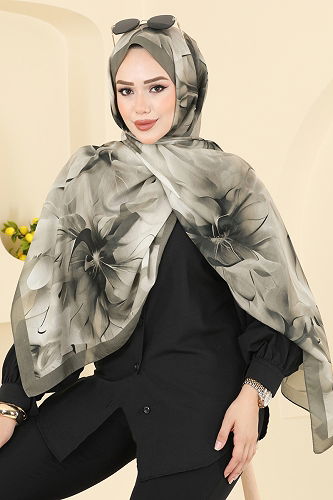 moda selvim شال اخضر عفني 150IPK758 - Thumbnail