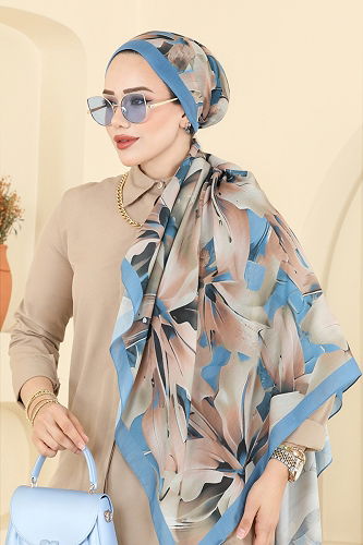 moda selvim Scarf 151IPK758 Blue - Thumbnail
