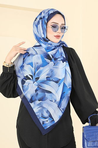 moda selvim شال كحلي 151IPK758 - Thumbnail