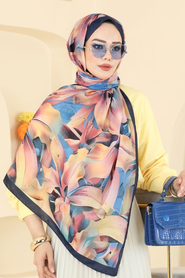 Modaselvim Shawls Scarf 151IPK758 Powder & Navy Blue