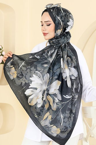 moda selvim شال أسود 152IPK758 - Thumbnail