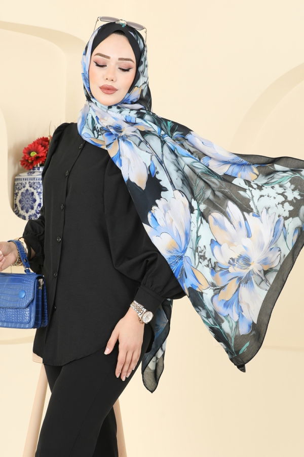 Modaselvim Shawls Scarf 152IPK758 Blue & Black