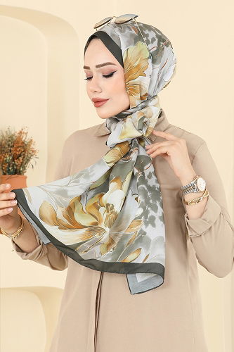 moda selvim Scarf 152IPK758 Khaki - Thumbnail