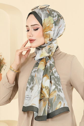 moda selvim Scarf 152IPK758 Khaki - Thumbnail