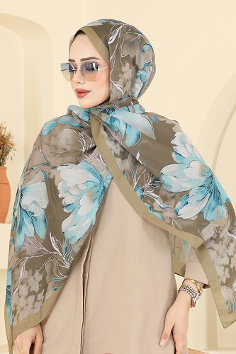 moda selvim شال أخضر عفني فاتح 152IPK758 - Thumbnail