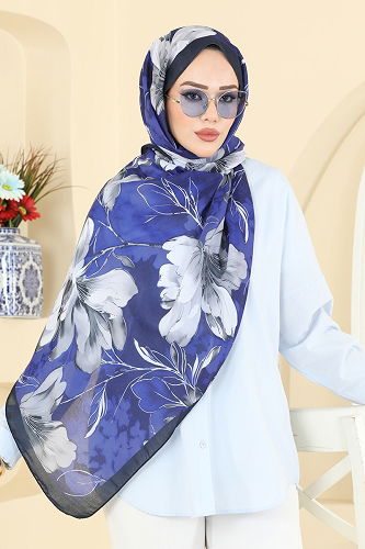 moda selvim Scarf 152IPK758 Navy Blue - Thumbnail