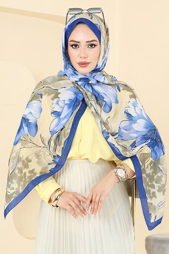 moda selvim Scarf 152IPK758 Saxe - Thumbnail