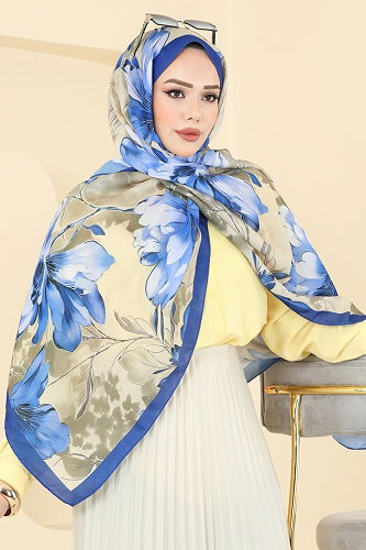 moda selvim Scarf 152IPK758 Saxe - Thumbnail