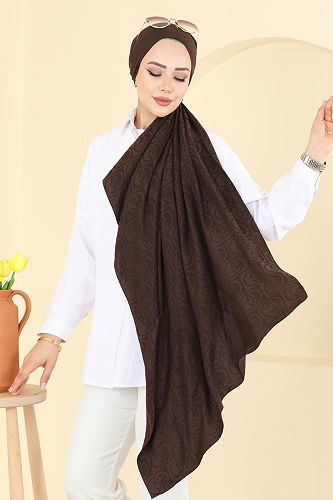 moda selvim Scarf 153IPK758 Bitter Brown - Thumbnail