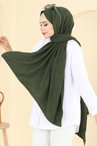 moda selvim شال زيتي 153IPK758 - Thumbnail