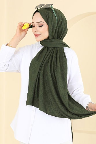 moda selvim شال زيتي 153IPK758 - Thumbnail