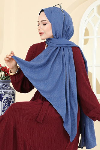 moda selvim Scarf 153IPK758 Indigo - Thumbnail