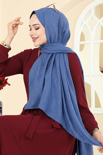 moda selvim Scarf 153IPK758 Indigo - Thumbnail