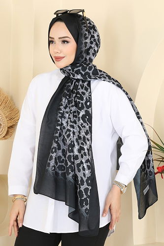 moda selvim شال أسود 154IPK758 - Thumbnail