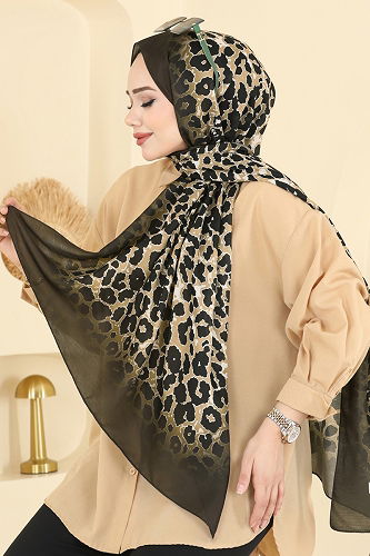 moda selvim Scarf 154IPK758 Dark Khaki - Thumbnail