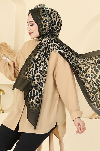 moda selvim Scarf 154IPK758 Dark Khaki - Thumbnail