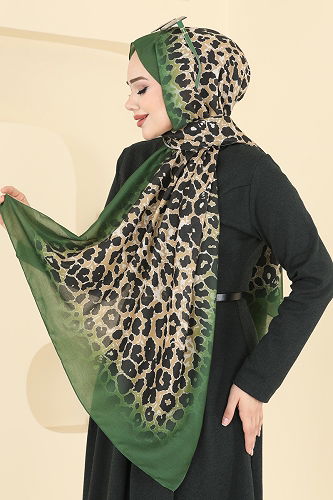 moda selvim شال زيتي 154IPK758 - Thumbnail