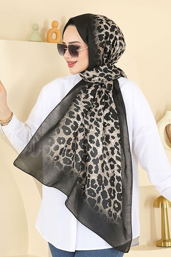 moda selvim Scarf 154IPK758 Vision&Black - Thumbnail
