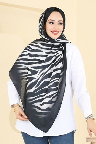moda selvim Scarf 155IPK758 Black & Stone - Thumbnail