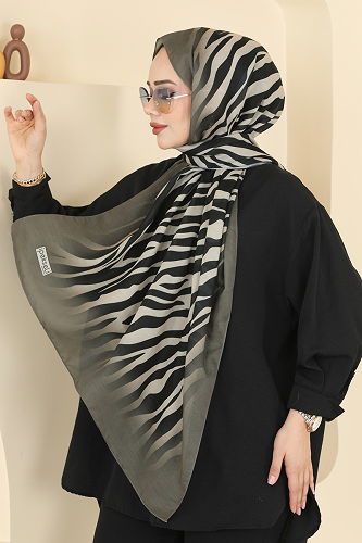 moda selvim شال أخضر عفني غامق 155IPK758 - Thumbnail