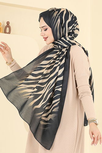 moda selvim Scarf 155IPK758 Vision&Black - Thumbnail