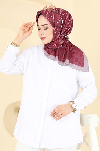moda selvim Scarf 156IPK758 Burgundy - Thumbnail