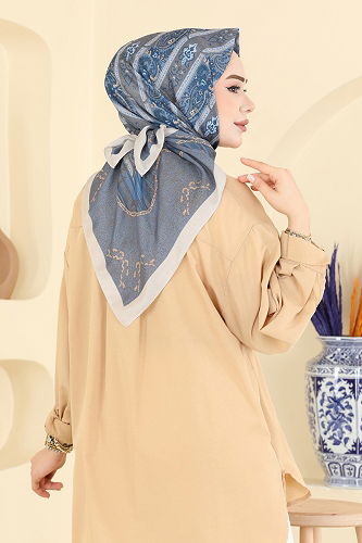 moda selvim Scarf 156IPK758 Indigo - Thumbnail