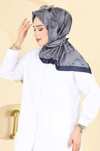 moda selvim Scarf 156IPK758 Navy Blue - Thumbnail