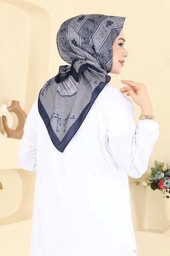 moda selvim Scarf 156IPK758 Navy Blue - Thumbnail
