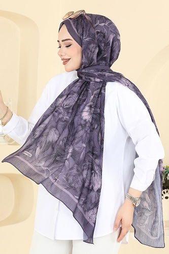 moda selvim شال ليلكي غامق 157IPK758 - Thumbnail