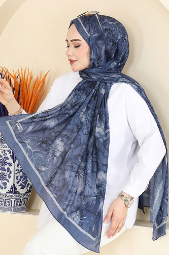 moda selvim Scarf 157IPK758 Indigo - Thumbnail