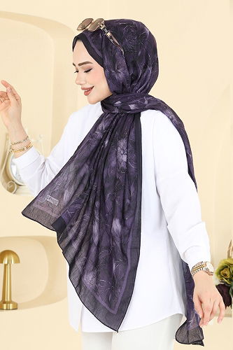 moda selvim شال أرجواني 157IPK758 - Thumbnail