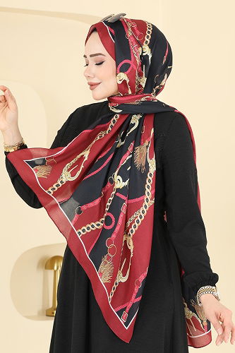 moda selvim Scarf 158IPK758 Burgundy - Thumbnail