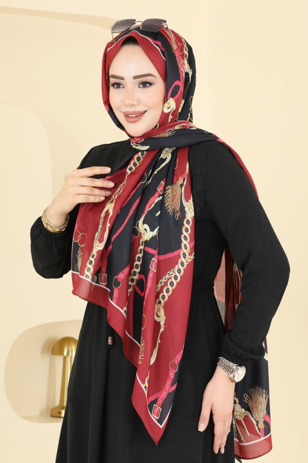 【evameva 】シャーリングローブ scarf-158ipk758-burgundy-