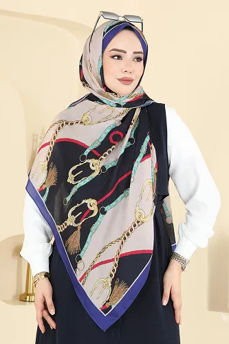 moda selvim Scarf 158IPK758 Saxe - Thumbnail