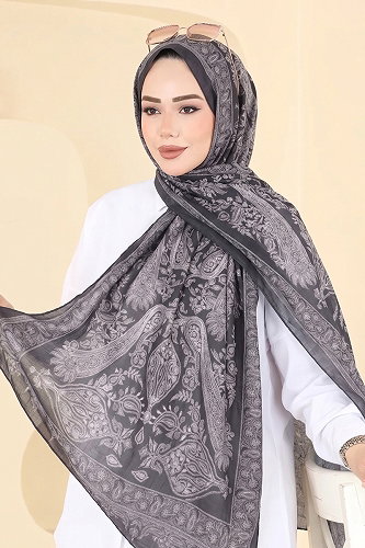 moda selvim شال رمادي غامق 159IPK758 - Thumbnail