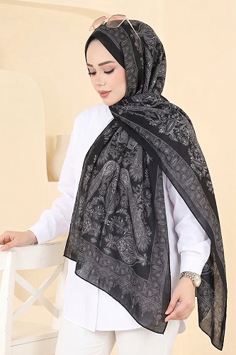 moda selvim شال أسود 159IPK758 - Thumbnail