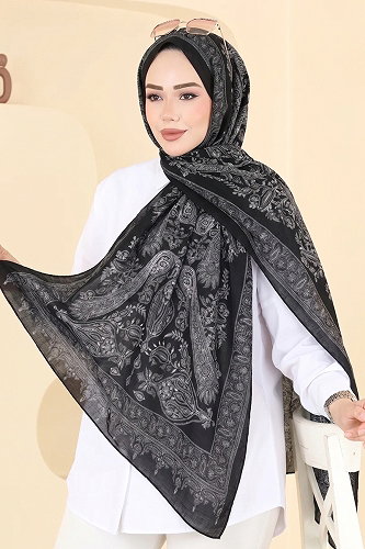 moda selvim شال أسود 159IPK758 - Thumbnail