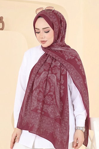 moda selvim Scarf 159IPK758 Burgundy - Thumbnail