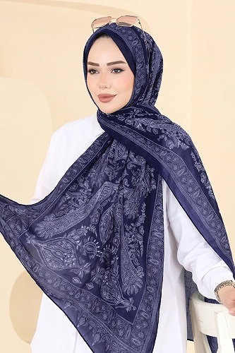 moda selvim Scarf 159IPK758 Navy Blue - Thumbnail