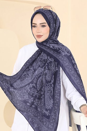 moda selvim Scarf 159IPK758 Navy Blue - Thumbnail