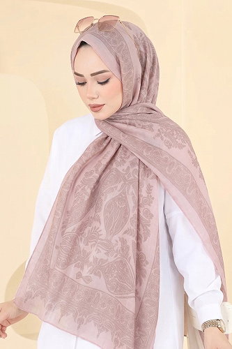 moda selvim شال بيج وردي 159IPK758 - Thumbnail