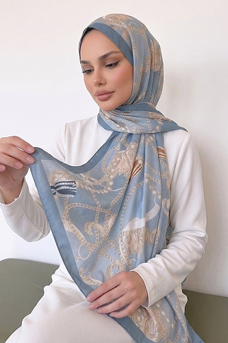 moda selvim شال أزرق 160IPK758 - Thumbnail